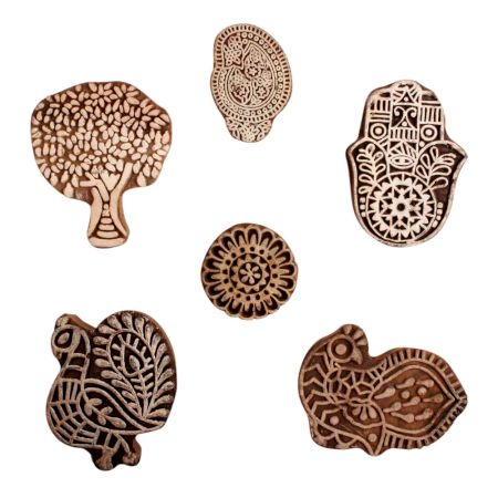 Set of 6 Piece New Mix Wooden Printing Block